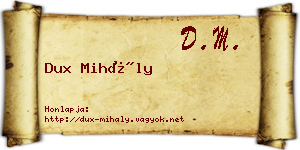 Dux Mihály névjegykártya